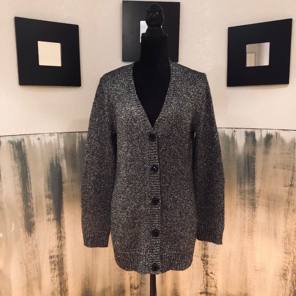 Cupio Black and Silver Sparkly Cardigan Size XL